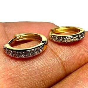 925 Sterling Silver CZ 12mm Hoop Earrings Gold Plated Huggie Jewelry Gift